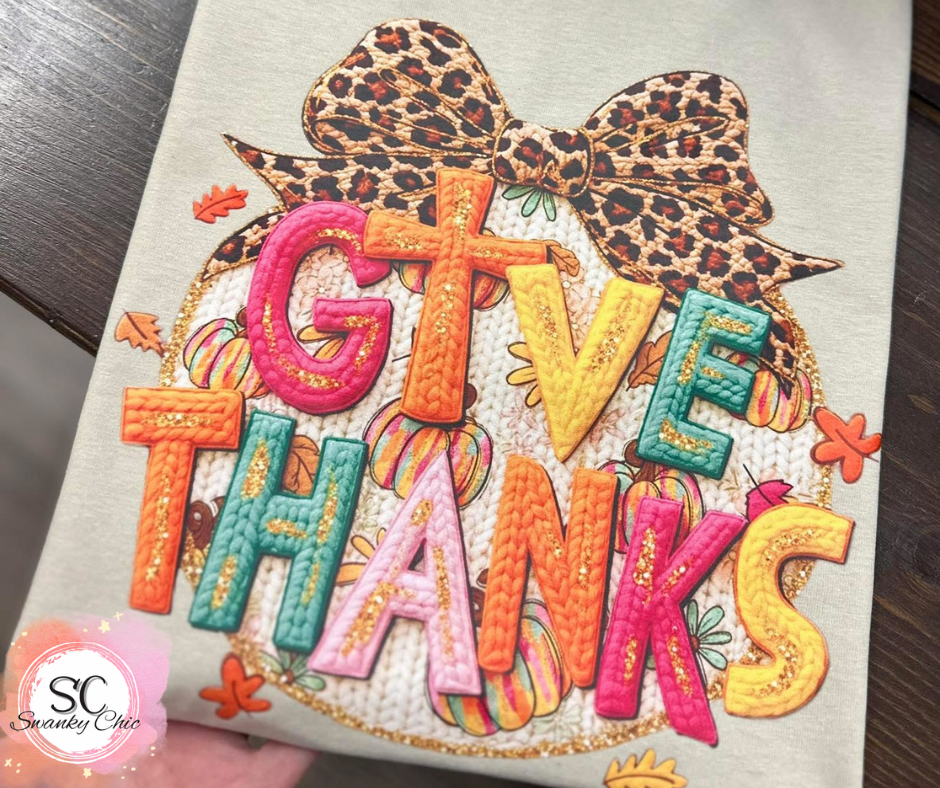 Amber Sams Pence — Give Thanks: Medium, as is color, crewneck sweatshirt