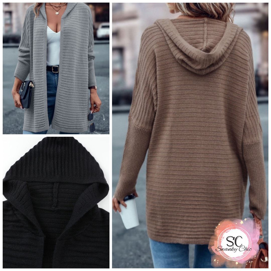 Allison Shoemaker — Large, Grey ribbed knit cardigan