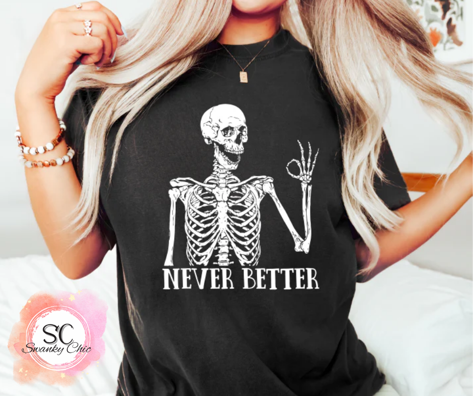 Kristin Herbert — Never better skellie: XL, black, crewneck sweatshirt