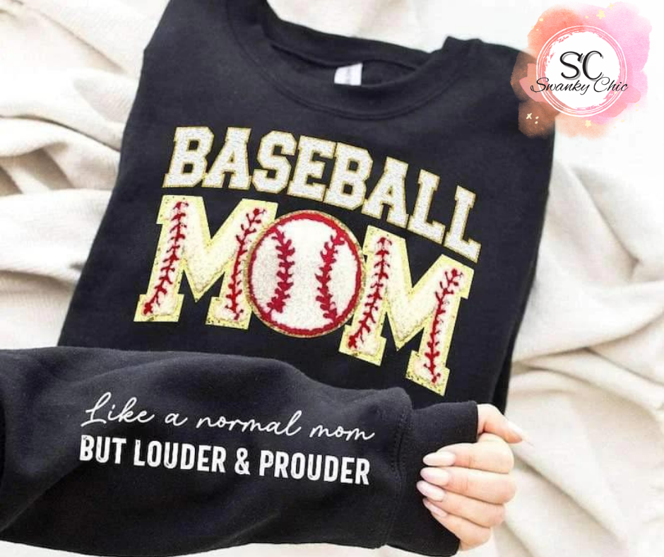 Kristen Lynne — Baseball Mom (f+sleeve): 2X, black, crewneck sweatshirt