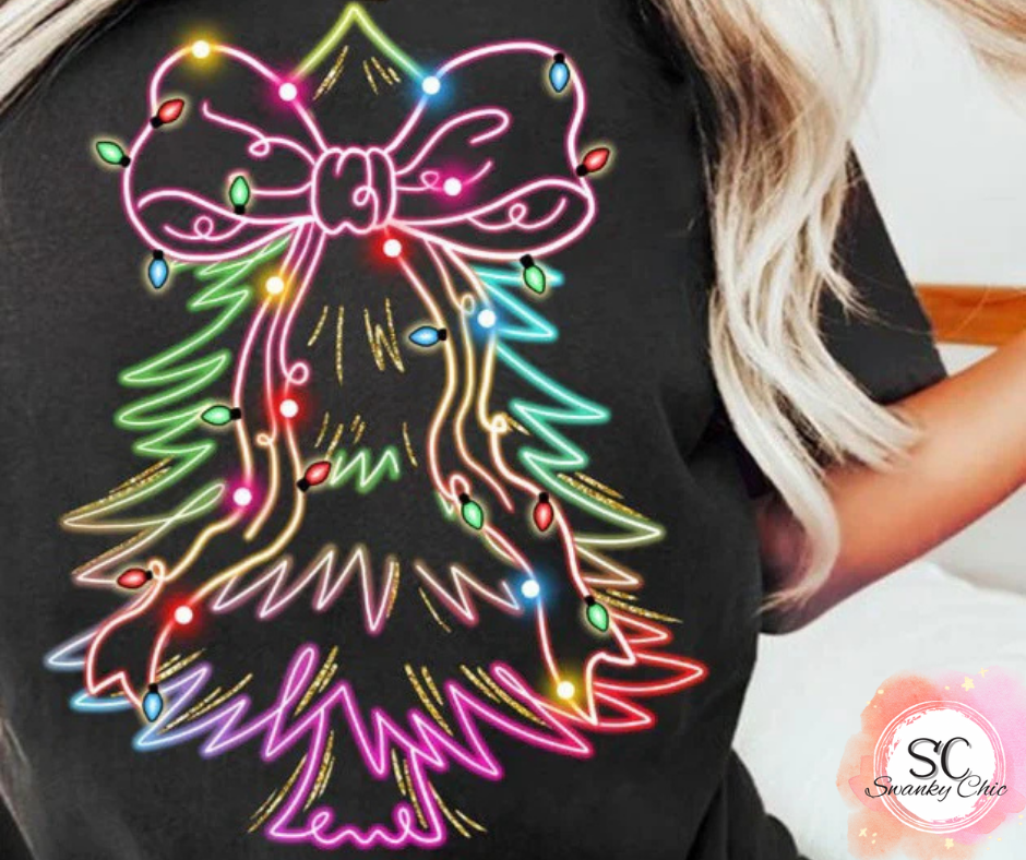 Diana K Marshall — Neon colored Tree: Large, black, crewneck tee