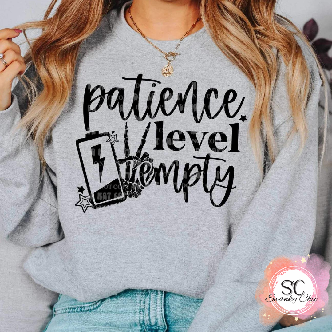 Kristen Lynne — Patience level empty: 2X, athletic Heather, crewneck sweatshirt