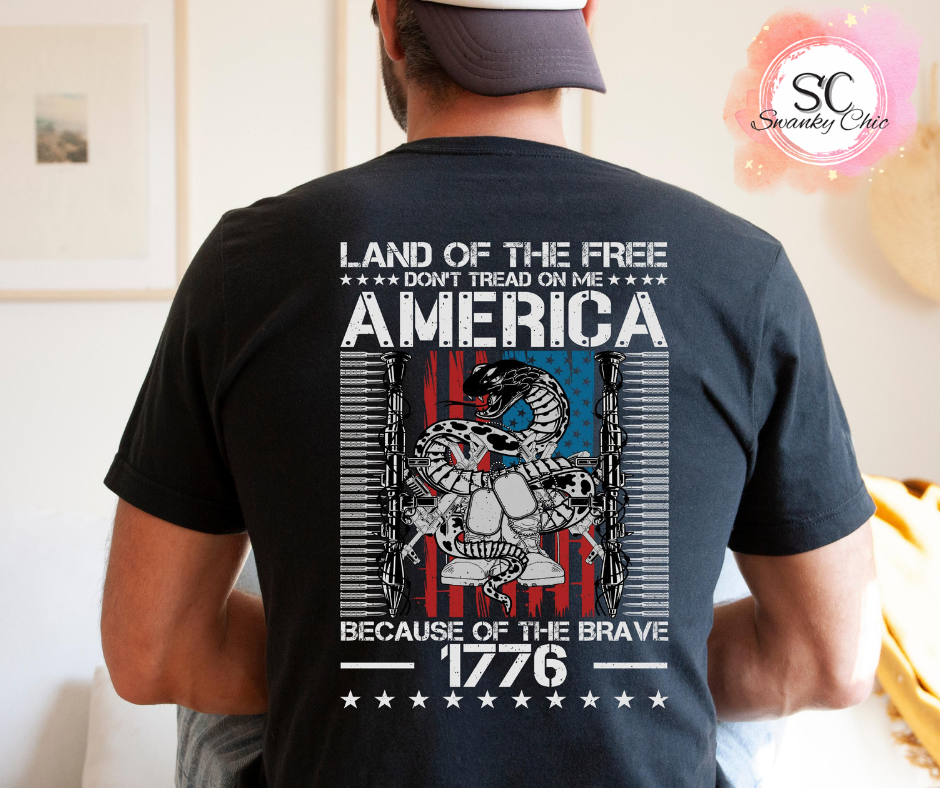 Kristen Lynne — (back)land of the free: Medium, black, crewneck tee