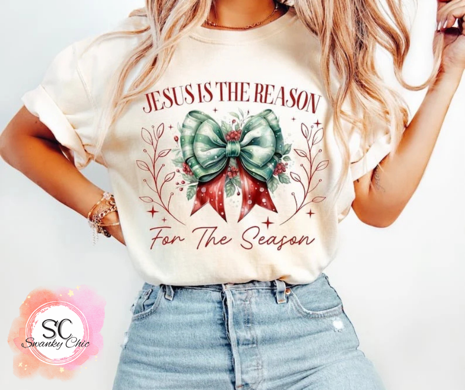 Courtney Byrd — Jesus is the reason for the season BOW: Large, off white, crewneck tee