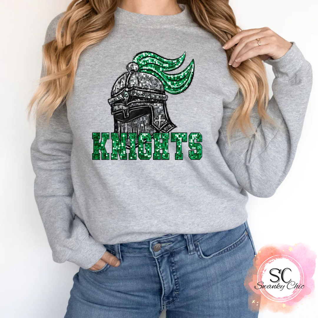 Ashley Hoffman — Knights faux sequin : large, athletic Heather, crewneck sweatshirt