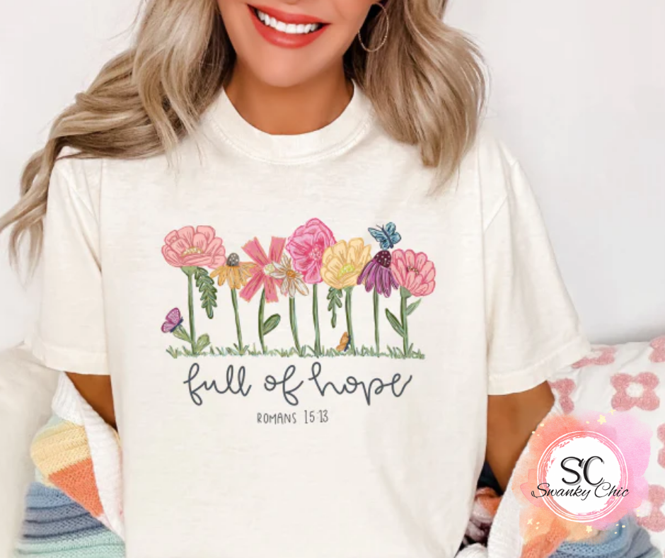 Brenda McCoy Hoodlebrink — Full of hope flowers: XL, white, crewneck tee