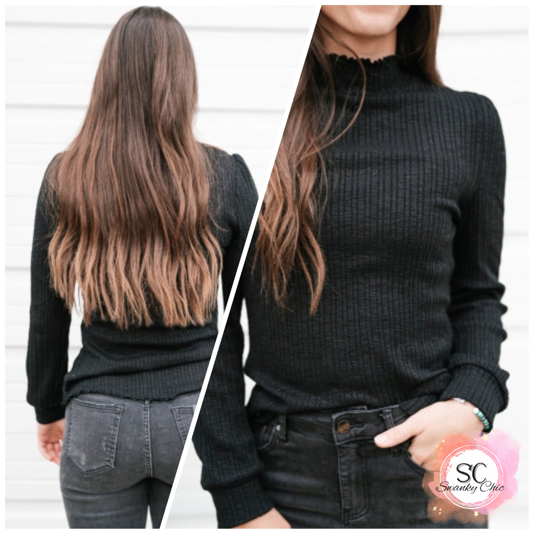 Carey Lachelle — Large, black ribbed top