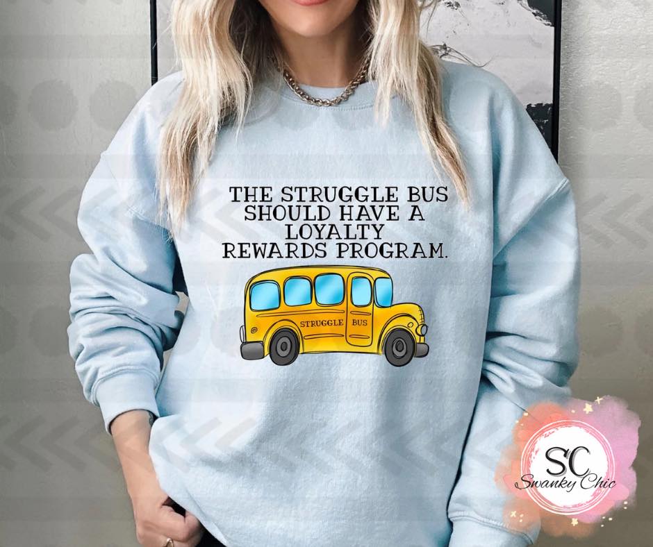 Michelle Jester Sheard — struggle bus: Large, Light blue, crewneck sweatshirt