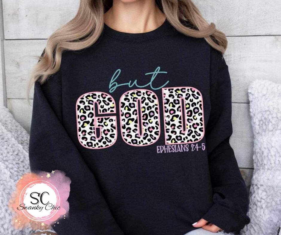 Jennifer Hoppe — but God: Large, black heather, crewneck sweatshirt