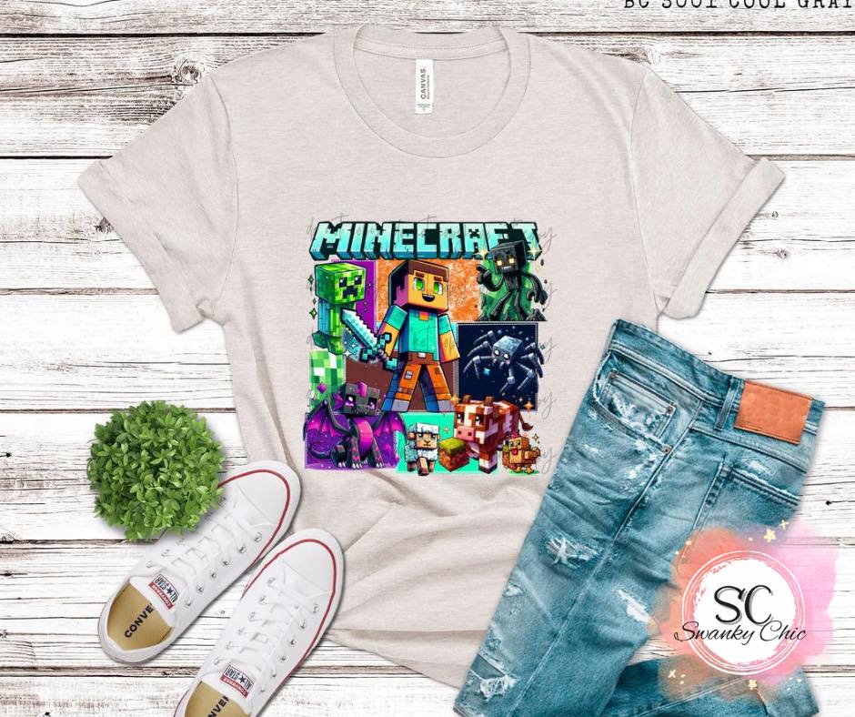 Emily Debney — Minecraft: Youth small, gray, crewneck tee