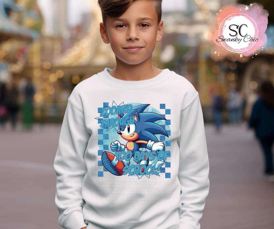 Candi Taylor-Hill — Sonic Zoomed through 100 days: Youth Small, white, crewneck sweatshirt