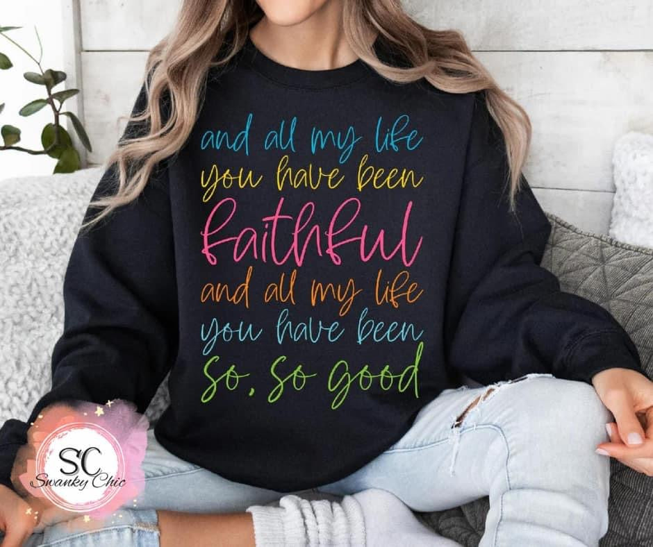 Claudia Ellis — all my life you have been faithful: Small, black heather, crewneck tee