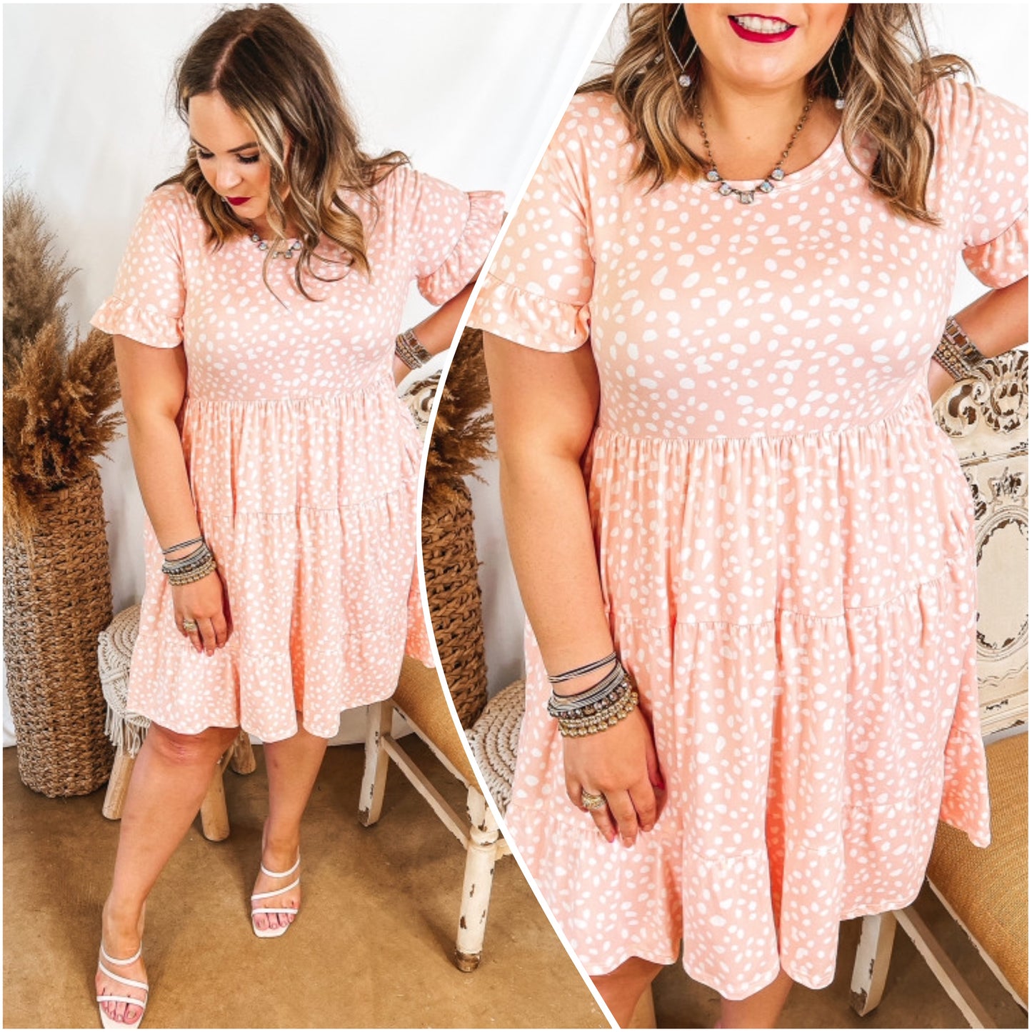 Kaylynn Mitchell — 3X, blush high waisted mini dress