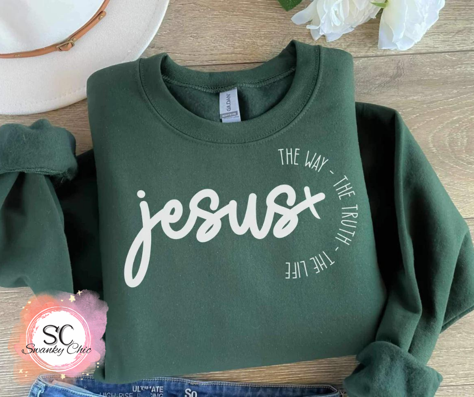 Lena Swisher McFann — Jesus the way: Large, spring color, long sleeve tee
