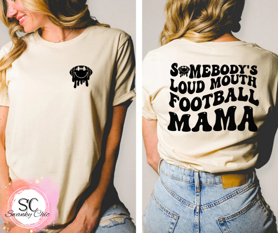 Christy Kuntz — F+B Loud mouth football mama: 2X, Heather true royal, crewneck tee
