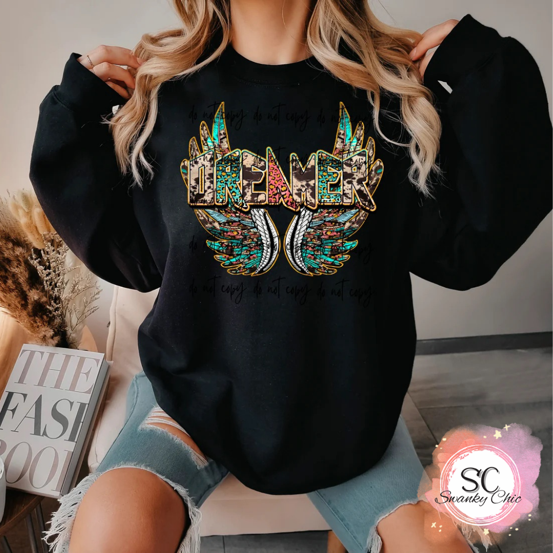 Lora Littrell — DREAMER: Large, black, crewneck sweatshirt