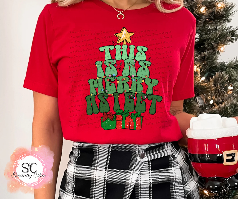 Annie Petitt — as merry as I get: Small, red, crewneck sweatshirt