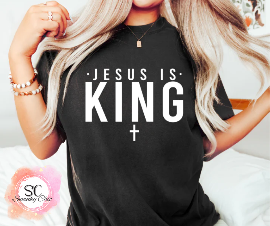 Candi Taylor-Hill — Jesus is King: Small, black, crewneck tee