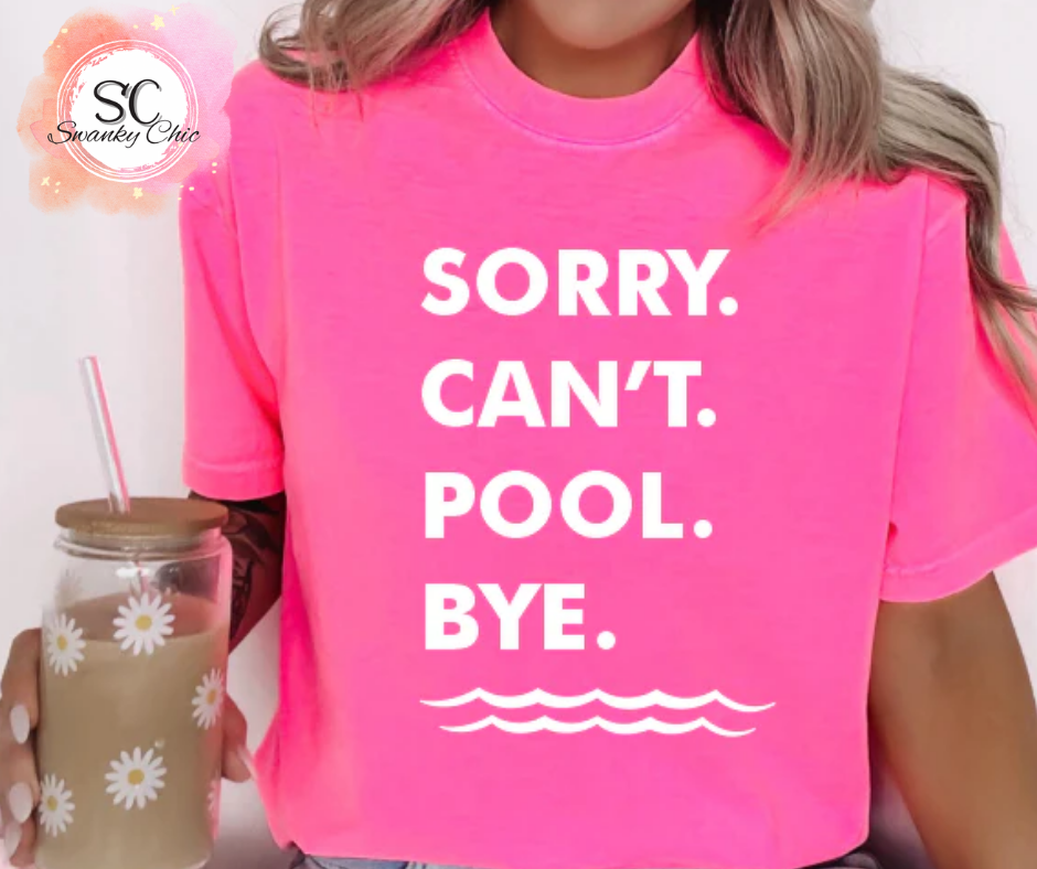 Lori Ann — sorry. Can’t. Pool. Bye: Small, v-neck tee