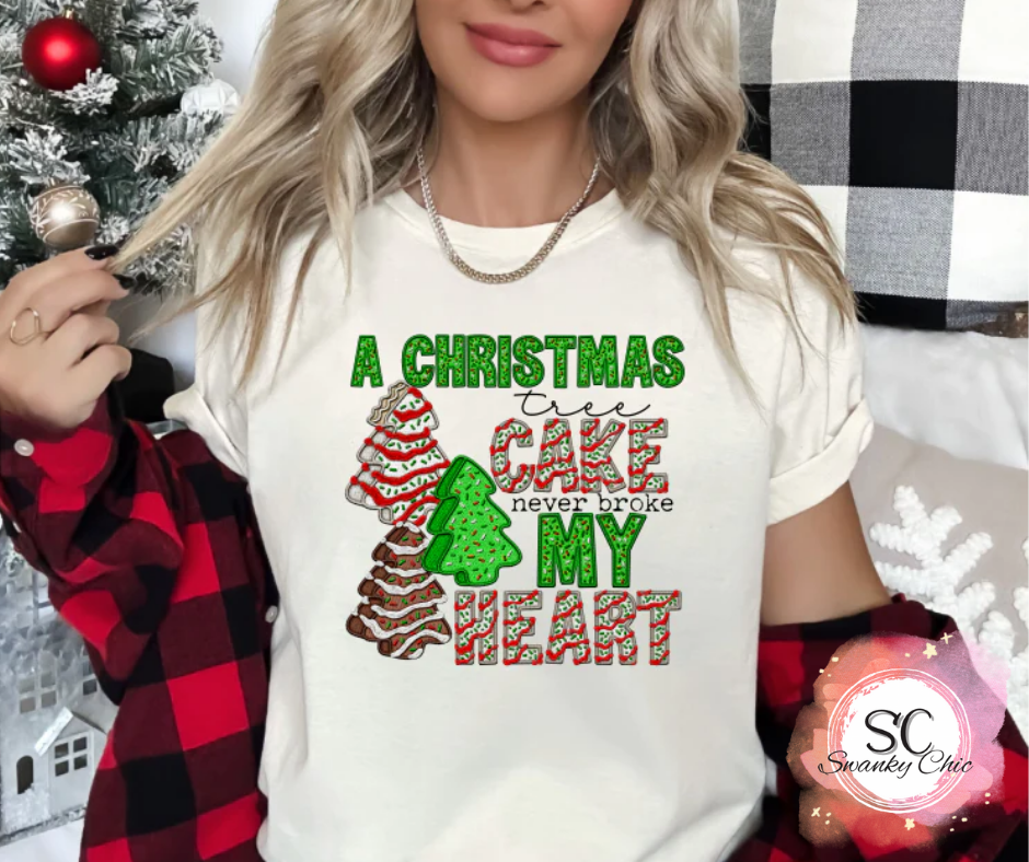 Sarah Cotter — Christmas tree cakes never broke my heart: XL, white, crewneck tee
