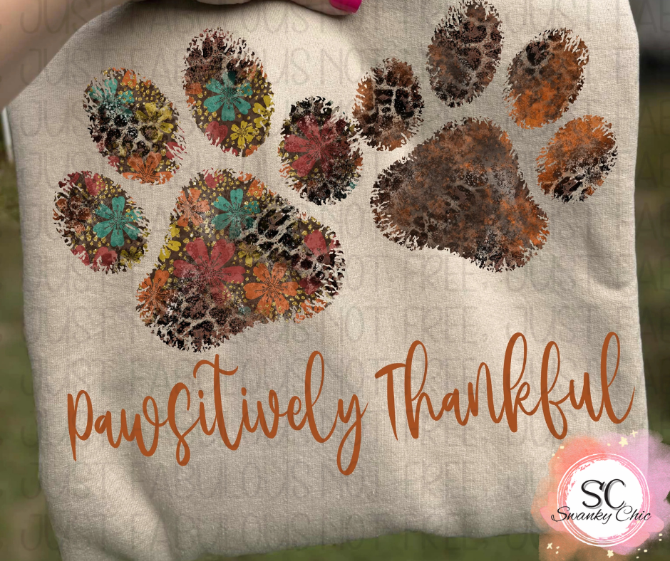 Leslie Stevens Elliott — Pawsitively Thankful: XL, Heather sand dune, crewneck tee