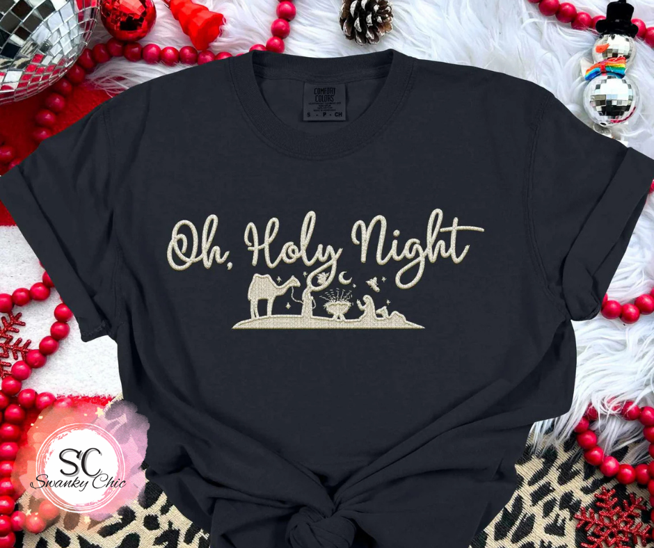 Elizabeth Spalding — Oh, Holy night nativity: Small, black, crewneck tee