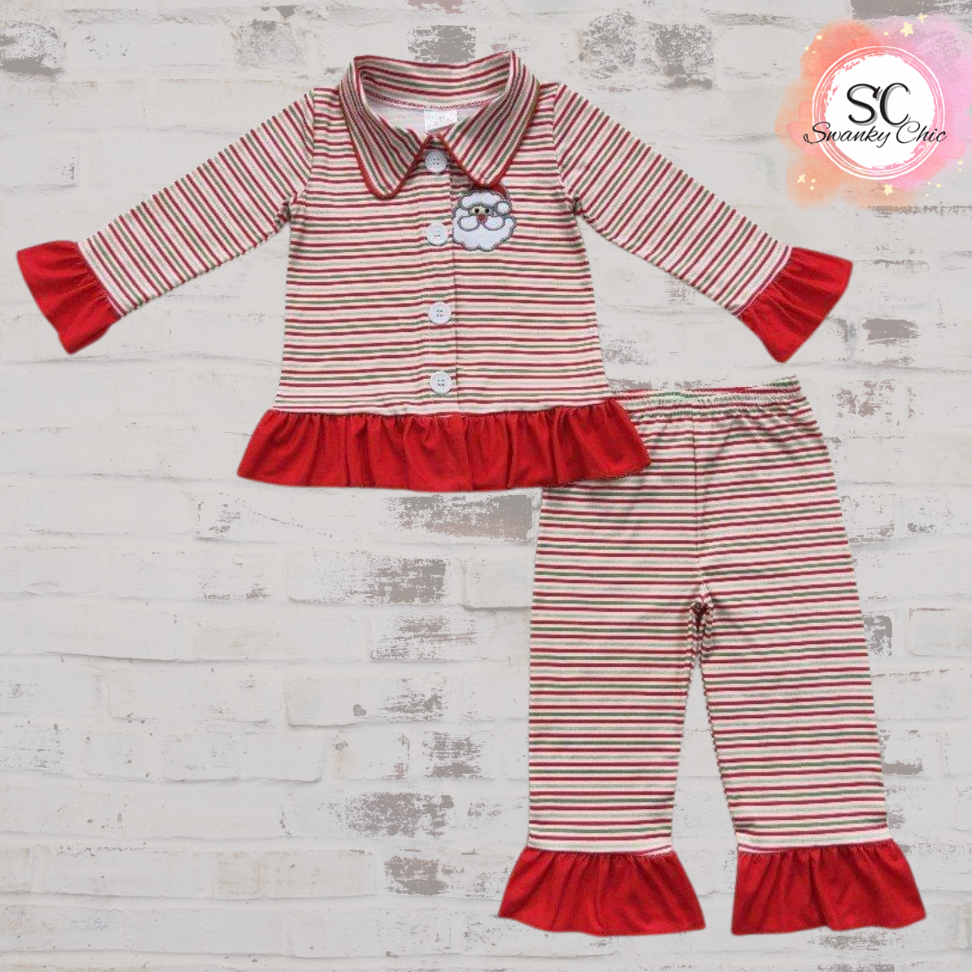 Lori Ann — Girl’s, 4T, striped Santa Jammies