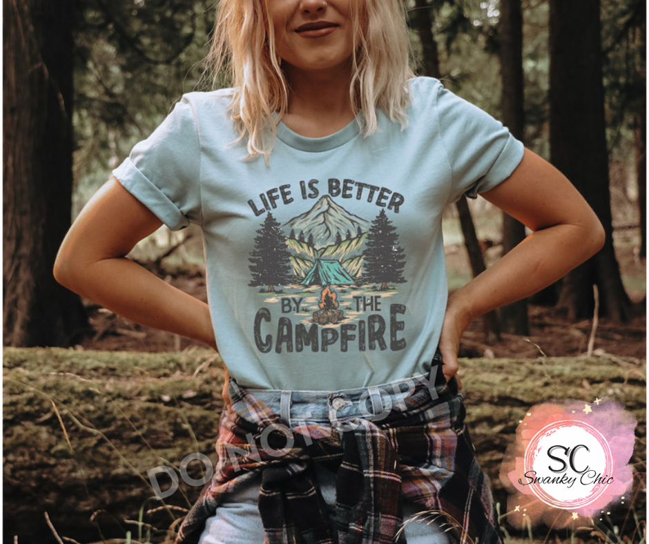 Brittany Leaver-Woodbury — better by the campfire: Medium, as is, crewneck tee