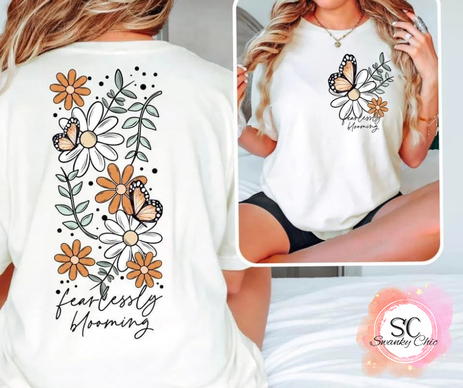 Brenda Hoodlebrink — fearlessly blooming: XL, natural, crewneck tee