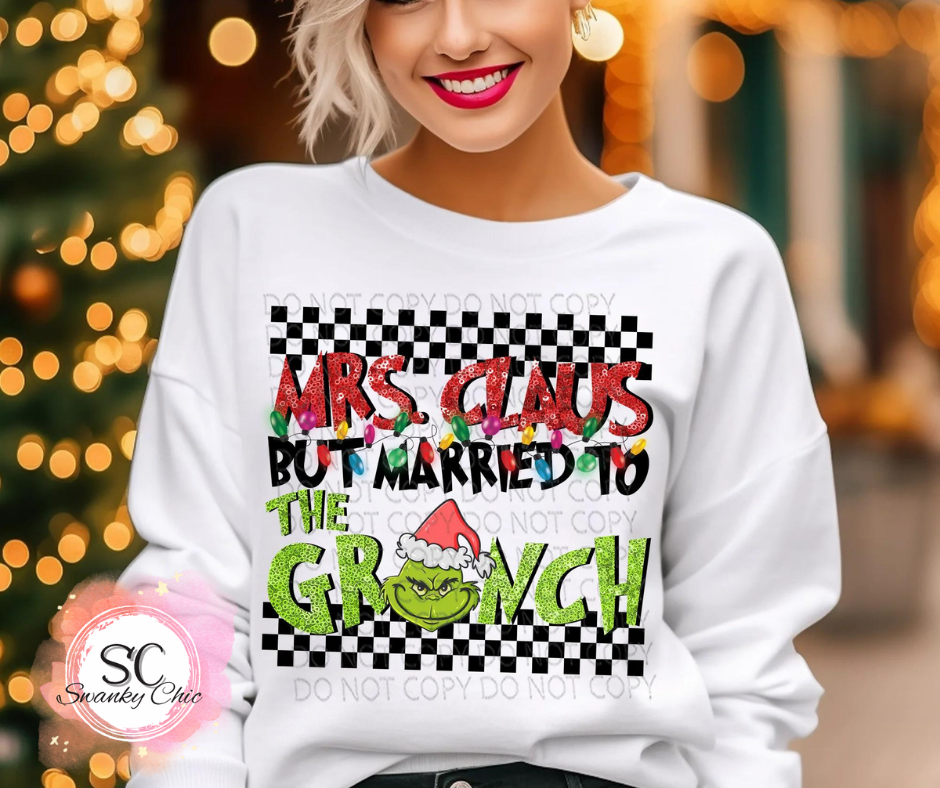 Casey Pitcher — Mrs Claus buy married to the grinch: Large, no white, crewneck sweatshirt