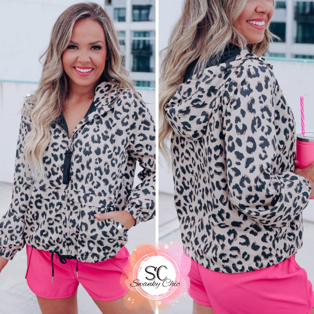 Christy Kuntz — Medium, Leopard windbreaker jacket