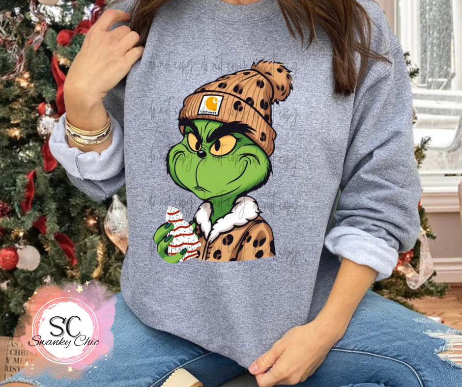 Alicia Snearly — Leopard Grinch Cakes: 2X, black, hooded sweatshirt