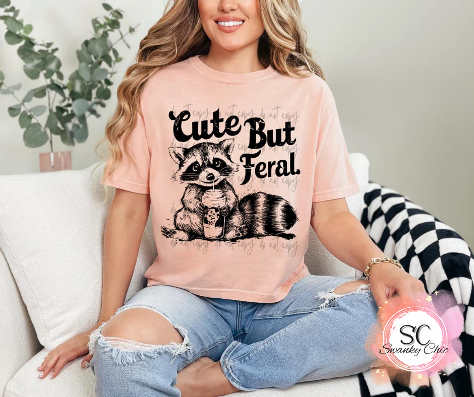 Claudia Ellis — Cute but feral: Youth Large, vintage hot pink, crewneck tee