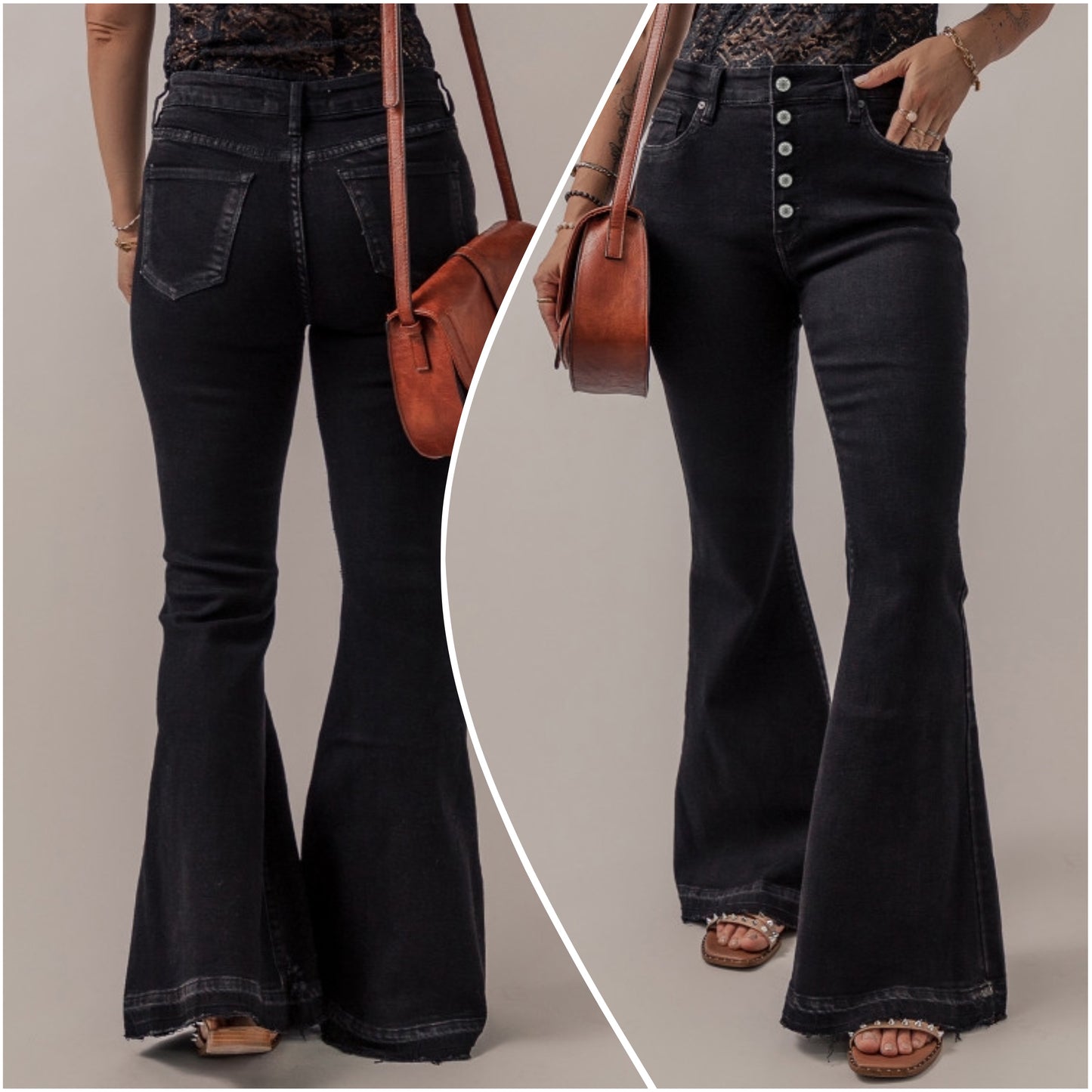 Ashley Vanderpool — Size 16, black denim flares