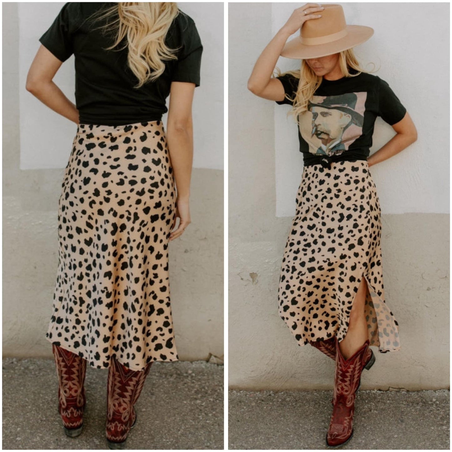 Carey Lachelle — Medium, leopard midi skirt with side slit