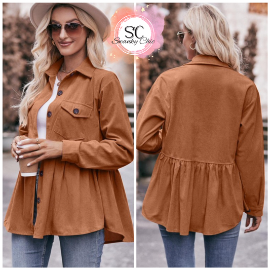 Ashley Rickard — XL, Caramel corduroy button down jacket