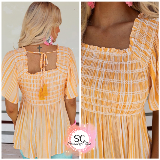 Angi Symons — XL, yellow striped blouse