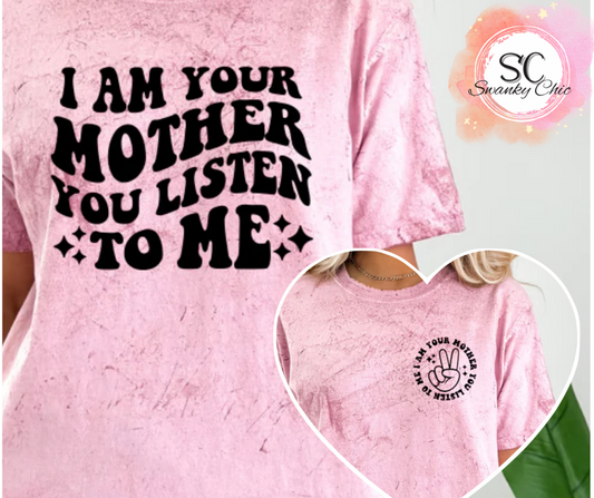 RaeAnn Kennedy — I am your mother you listen to me (F+B): 2X, Heather Columbia blue, crewneck tee