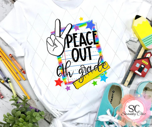 Amy McDowell — Peace out 4th grade: Youth XL, white, crewneck tee