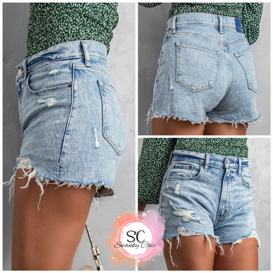 Alyssa Snyder — Size 10, frayed destroyed denim shorts