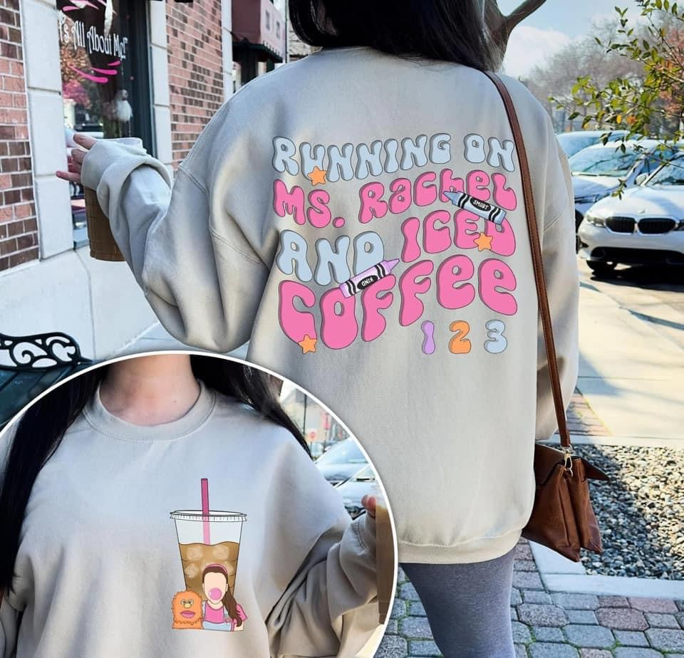 Pam Stokes Hunter — F+B Ms. Rachel and iced coffee : Medium, Grey, crewneck tee