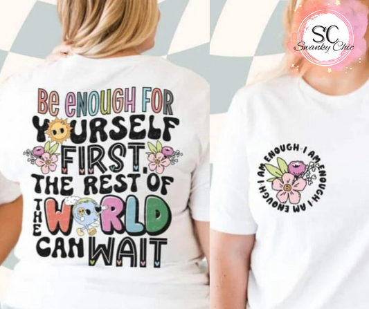 April Wheatley Boctor — F+B I am enough: XL, white, v-neck tee