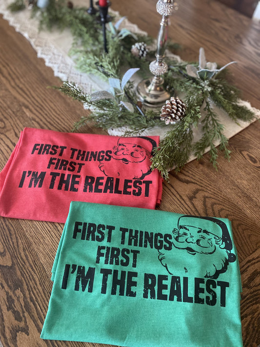 Tara Morrow — First things first Santa: XL, green, crewneck