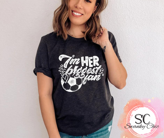 Angi Symons — I’m her biggest fan: Large, (bright blue), v-neck tee