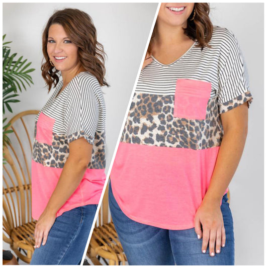 Teresa Aldrich Weesner — 1X, animal print, color block tee