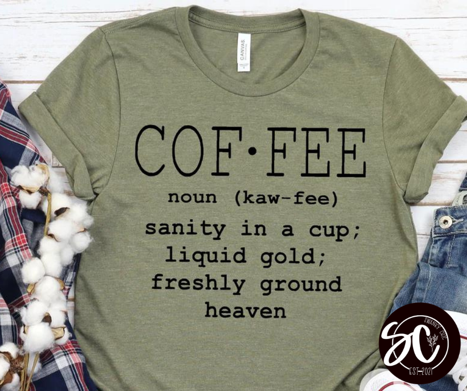 Nicole Olender — COFFEE definition: Medium, Heather olive, crewneck tee