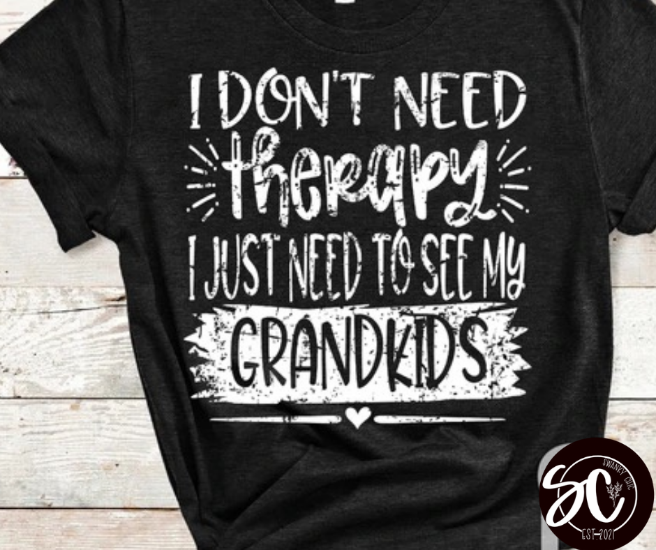 Cindy Bauer — I don’t need Therapy: 2X, navy, crew neck tee