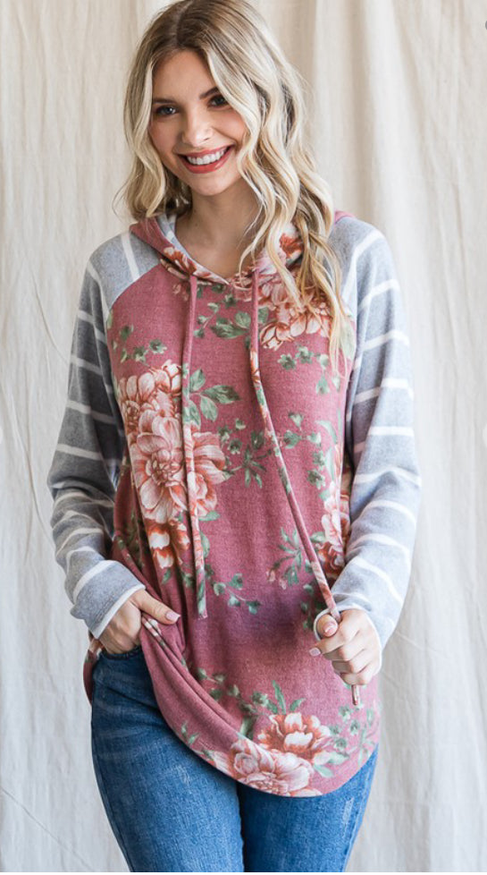 Debbie Warner — XL, floral hoodie