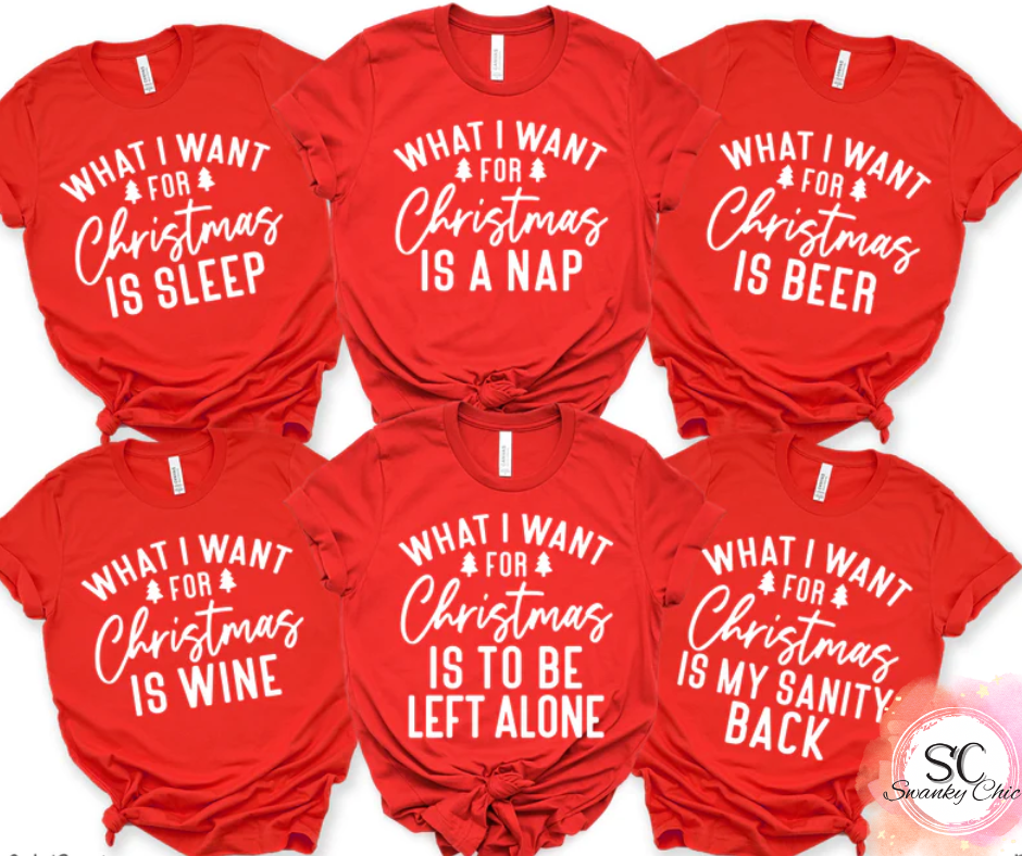 Pam Stokes Hunter — I want a nap for Christmas: 2X, red, crewneck tee
