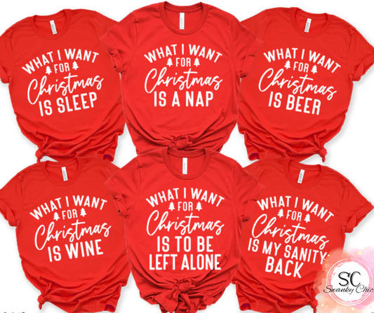 Pam Stokes Hunter — I want a nap for Christmas: 2X, red, crewneck tee